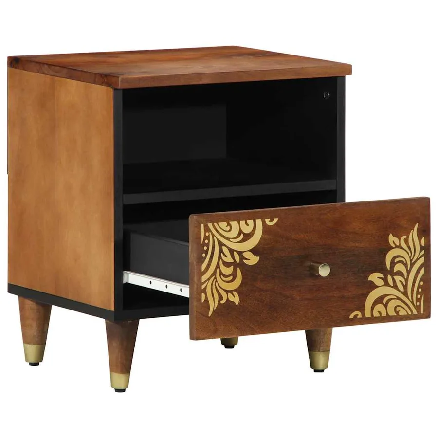 Cabinet de chevet avec tiroir Marron miel 40 x 33 x 46 cm - 2