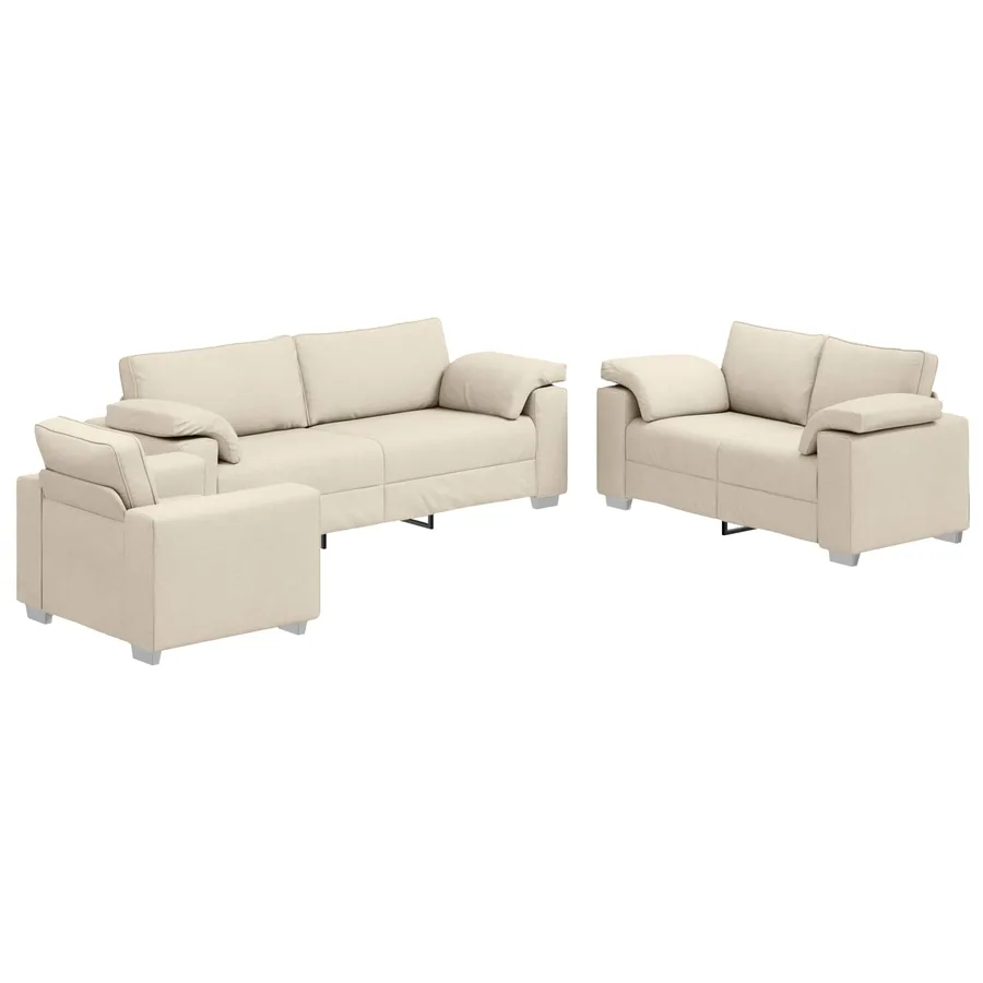 Canapé 3 pcs Beige 219 x 80 x 82 cm Tissu en lin mélangé - 2