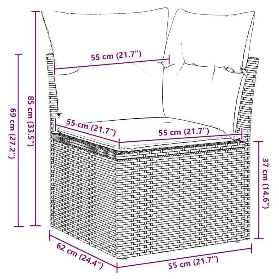 Salon de jardin avec coussins 5pcs marron résine tressée acacia - 13