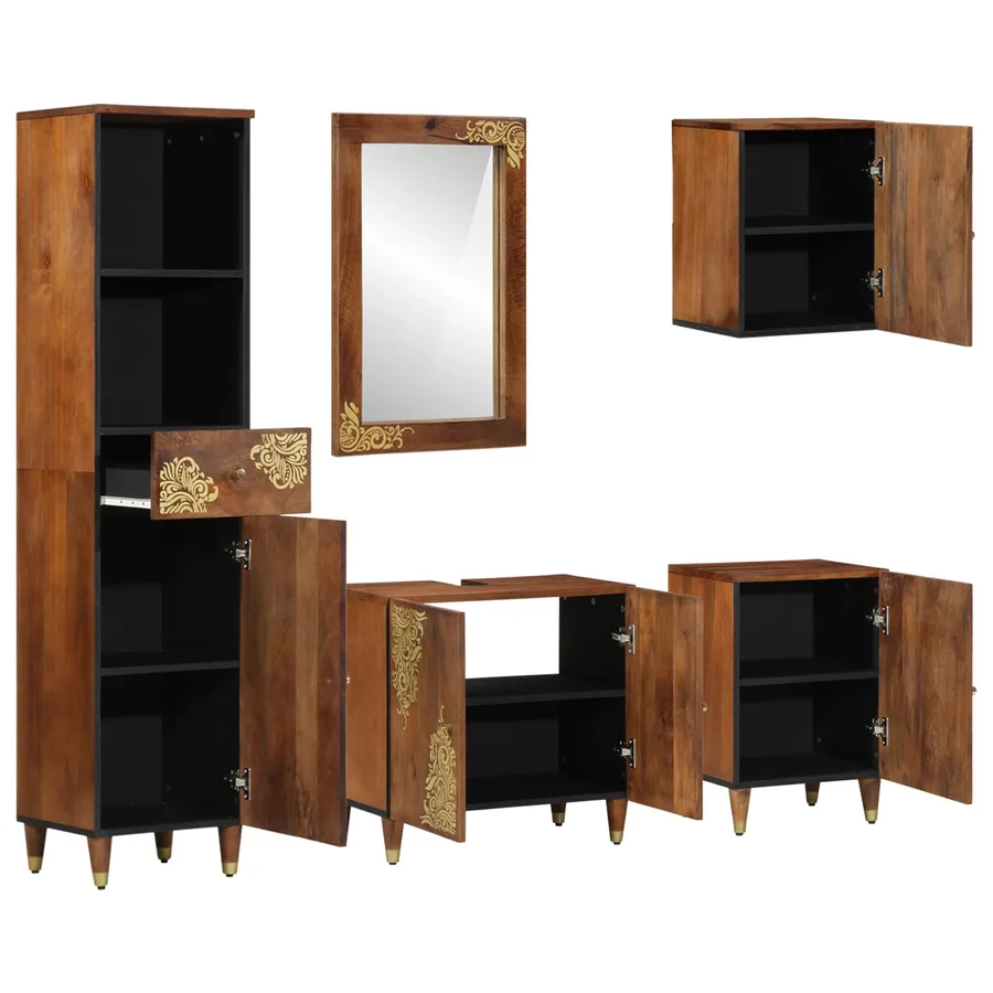 Ensemble de Meubles de Salle de Bain 5 pcs Marron miel - 2