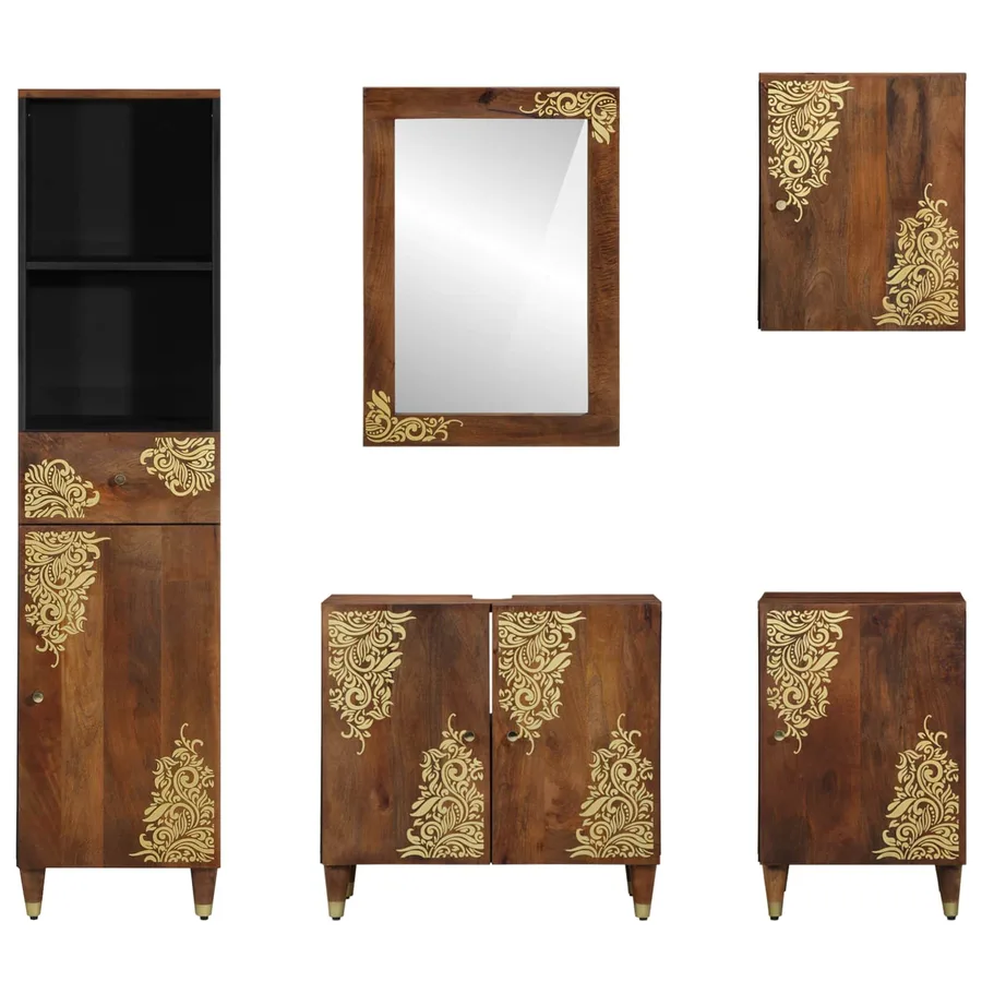 Ensemble de Meubles de Salle de Bain 5 pcs Marron miel - 8
