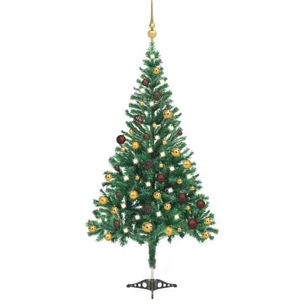 Arbre de Noël artificiel pré-éclairé/boules 180 cm 564 branches