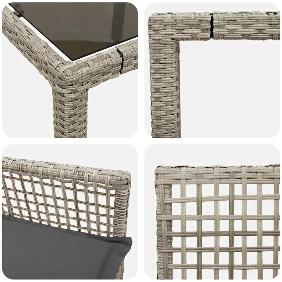 Ensemble de salle à manger pour jardin 7 pcs Gris clair - 9