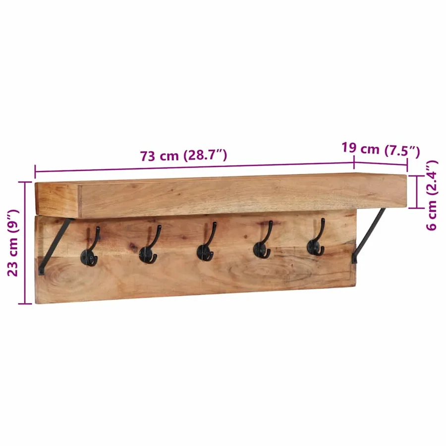 Porte-manteau Marron 73 x 19 x 23 cm Bois d'acacia massif - 12