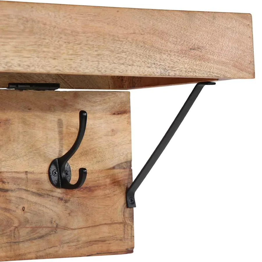 Porte-manteau Marron 73 x 19 x 23 cm Bois d'acacia massif - 8