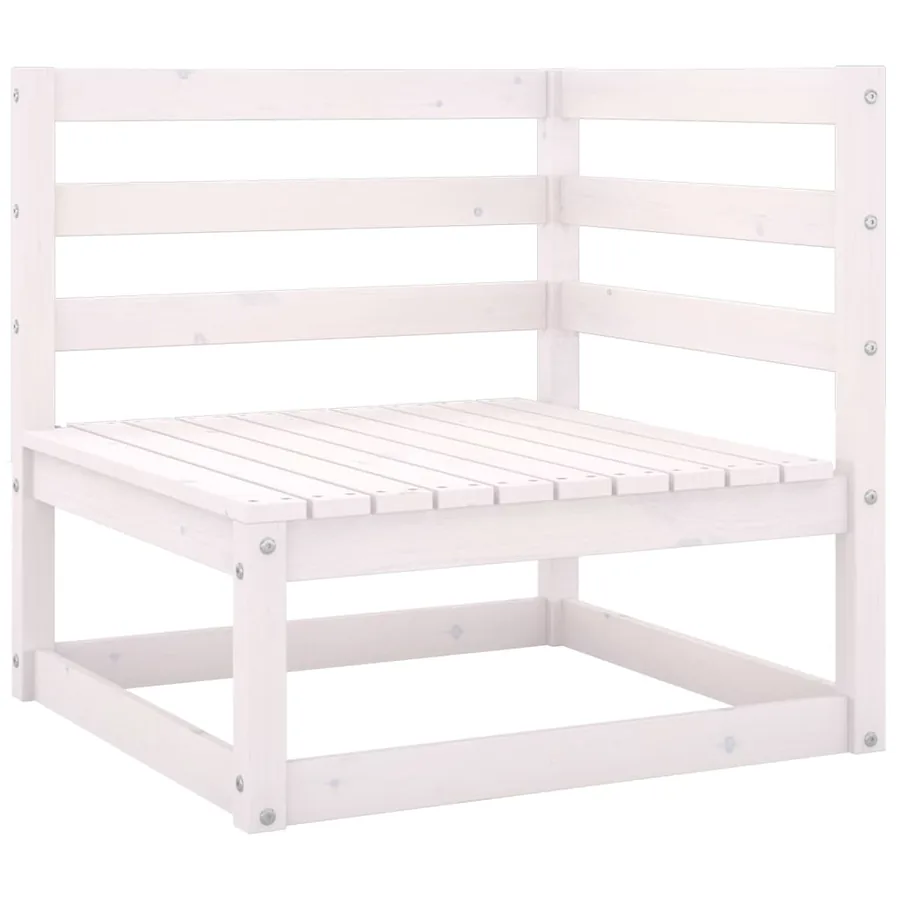 Canapé à 3 places de jardin Blanc Bois de pin solide - 4