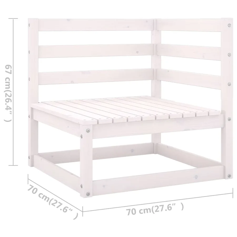 Canapé à 3 places de jardin Blanc Bois de pin solide - 8