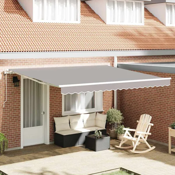 Auvent rétractable Gris clair 400 × 350 cm Tissu et Aluminium