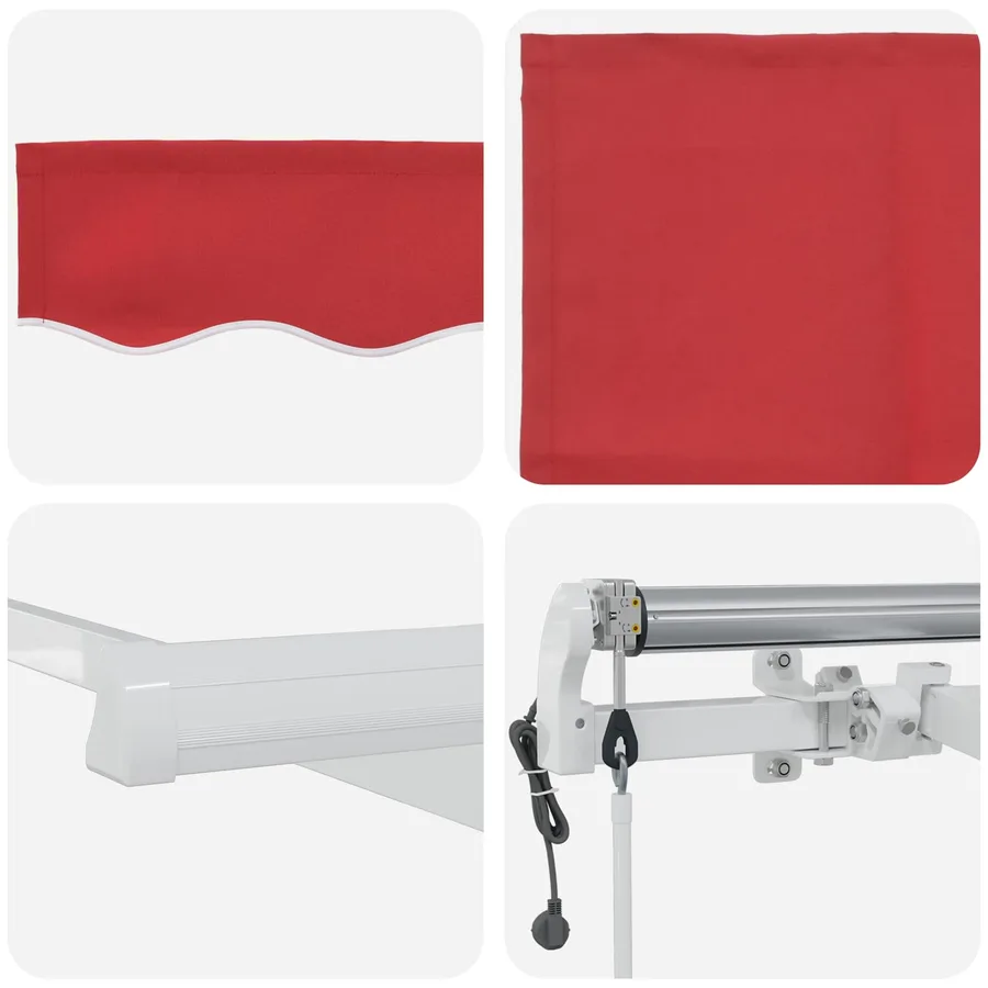 Auvent rétractable Rouge 400 × 300 cm Tissu et Aluminium - 4