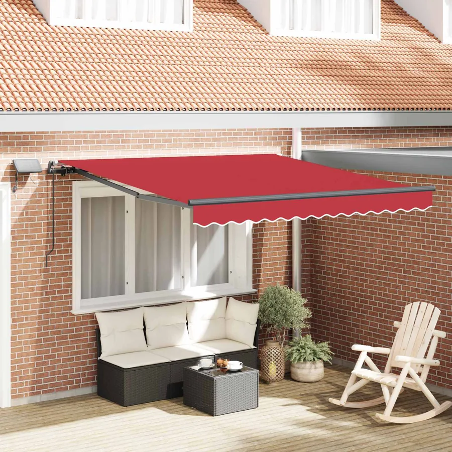 Auvent rétractable Rouge 300 x 250 cm Tissu et Aluminium