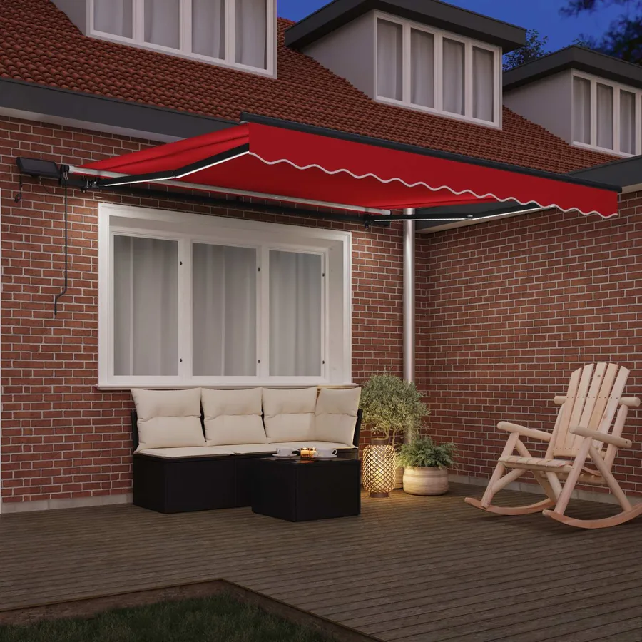 Auvent rétractable Rouge 300 x 250 cm Tissu et Aluminium - 3