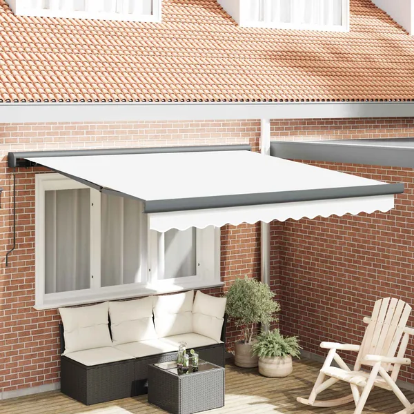 Auvent rétractable Blanc 300 x 250 cm Toile et Aluminium