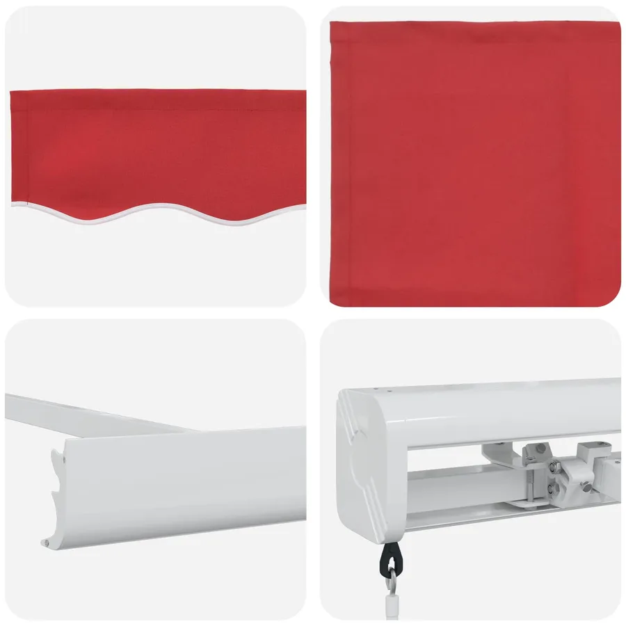 Auvent rétractable Rouge 350 x 250 cm Toile et Aluminium - 4