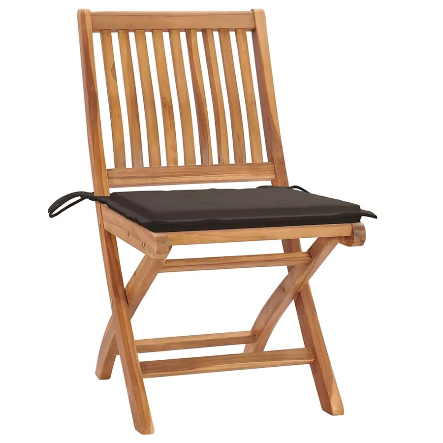 Chaises pliables de jardin avec coussins lot de 4 Teck solide - 2
