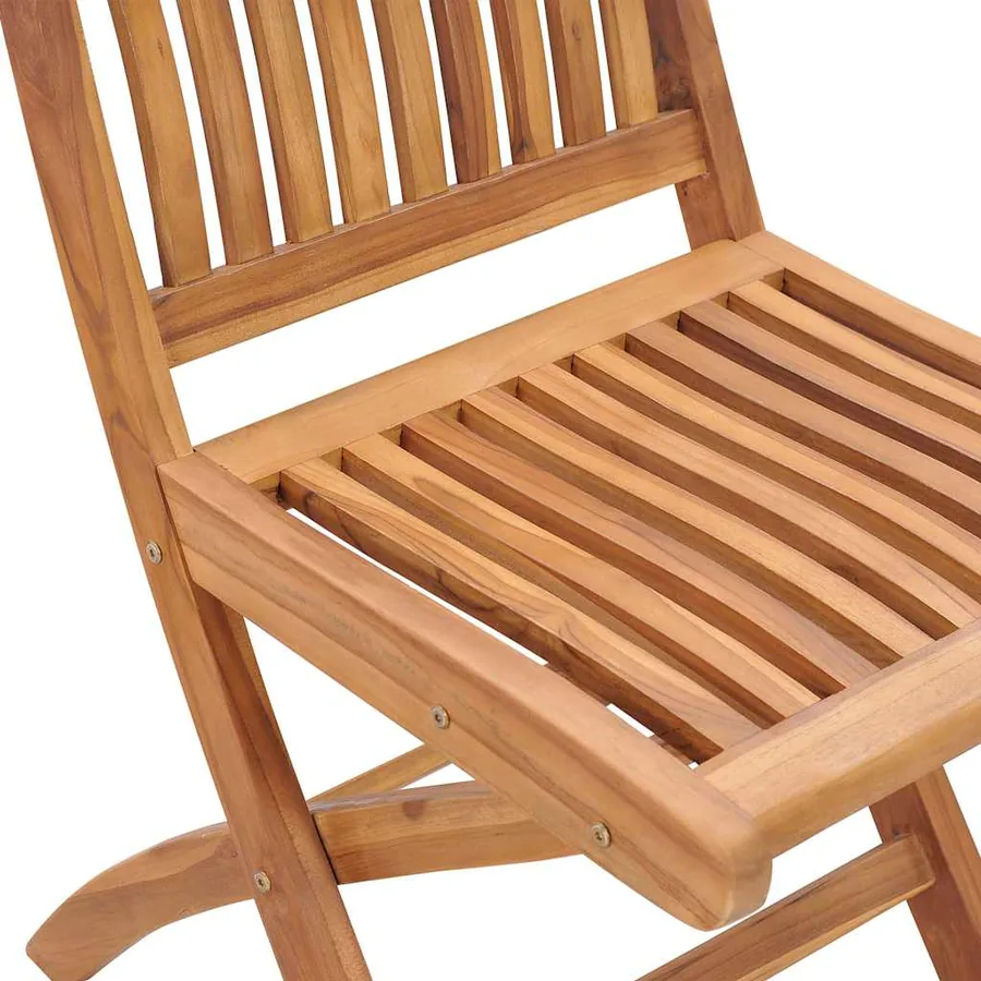 Chaises pliables de jardin avec coussins lot de 4 Teck solide - 6