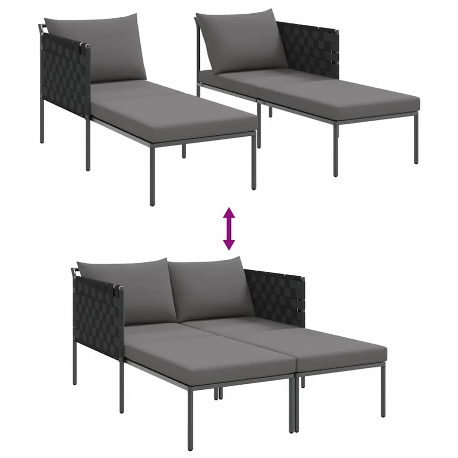 Transat Anthracite 153 x 115 x 69.5 cm Acier enduit de poudre - 10