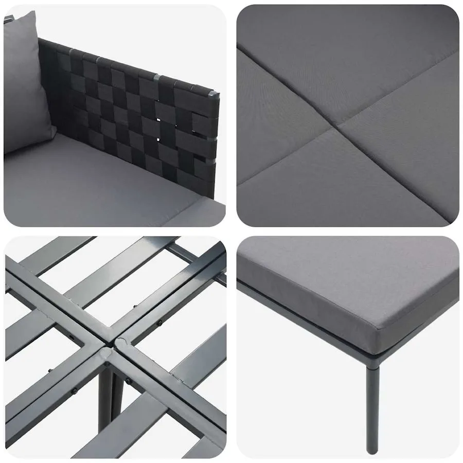 Transat Anthracite 153 x 115 x 69.5 cm Acier enduit de poudre - 9