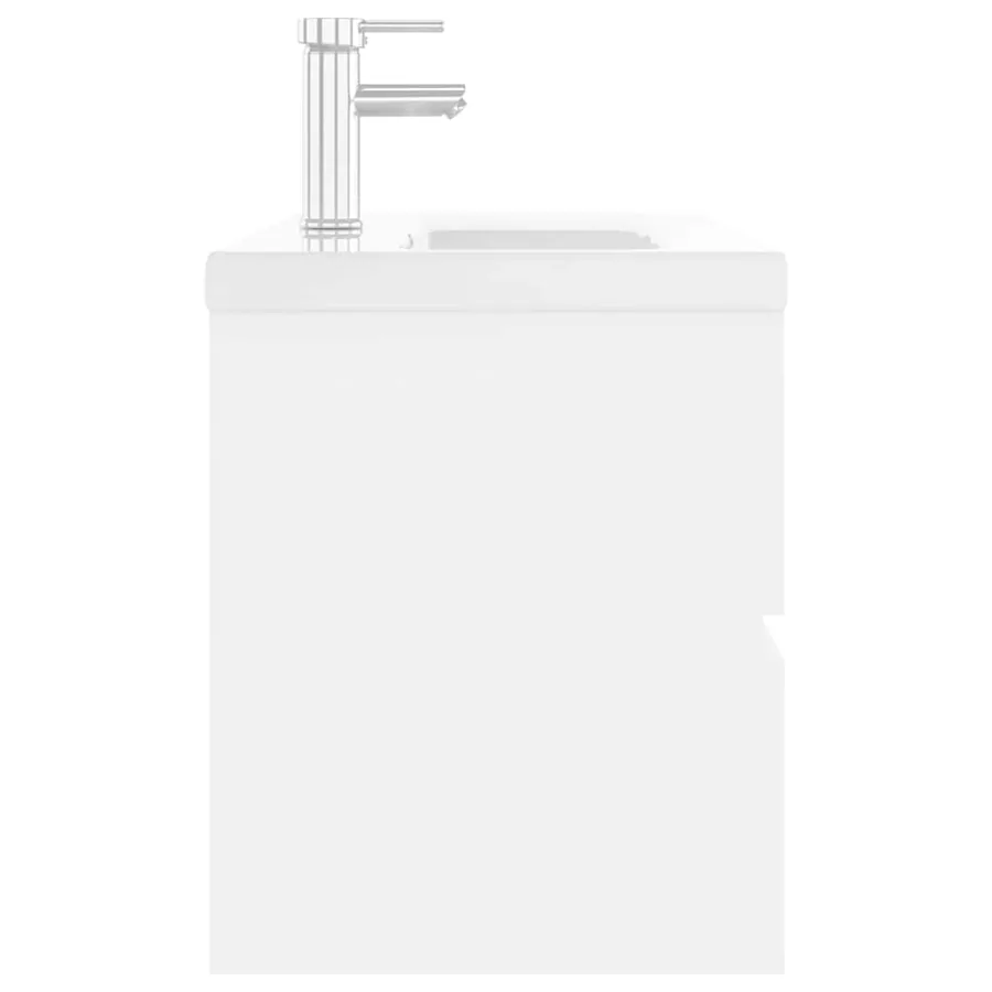 Armoire d'évier avec lavabo intégré blanc bois d'ingénierie - 5