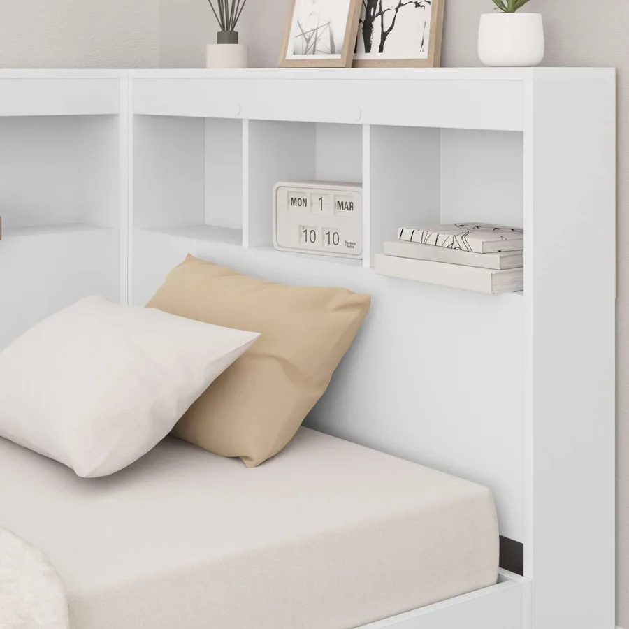 Tête de lit de rangement Blanc 100 cm Bois d'ingénierie - 4