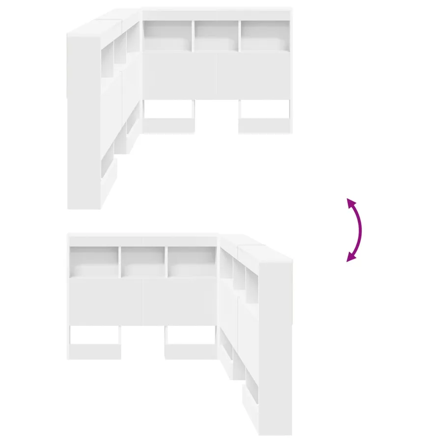 Tête de lit de rangement Blanc 100 cm Bois d'ingénierie - 8
