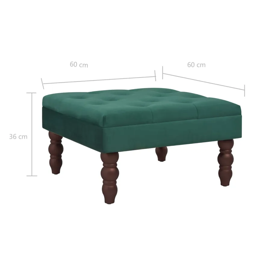 Tabouret Vert foncé 60x60x36 cm Velours - 7