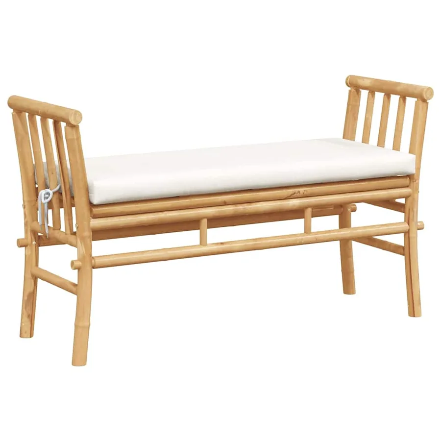 Banc de jardin avec coussin Marron 110 x 38 x 65cm Bambou - 2