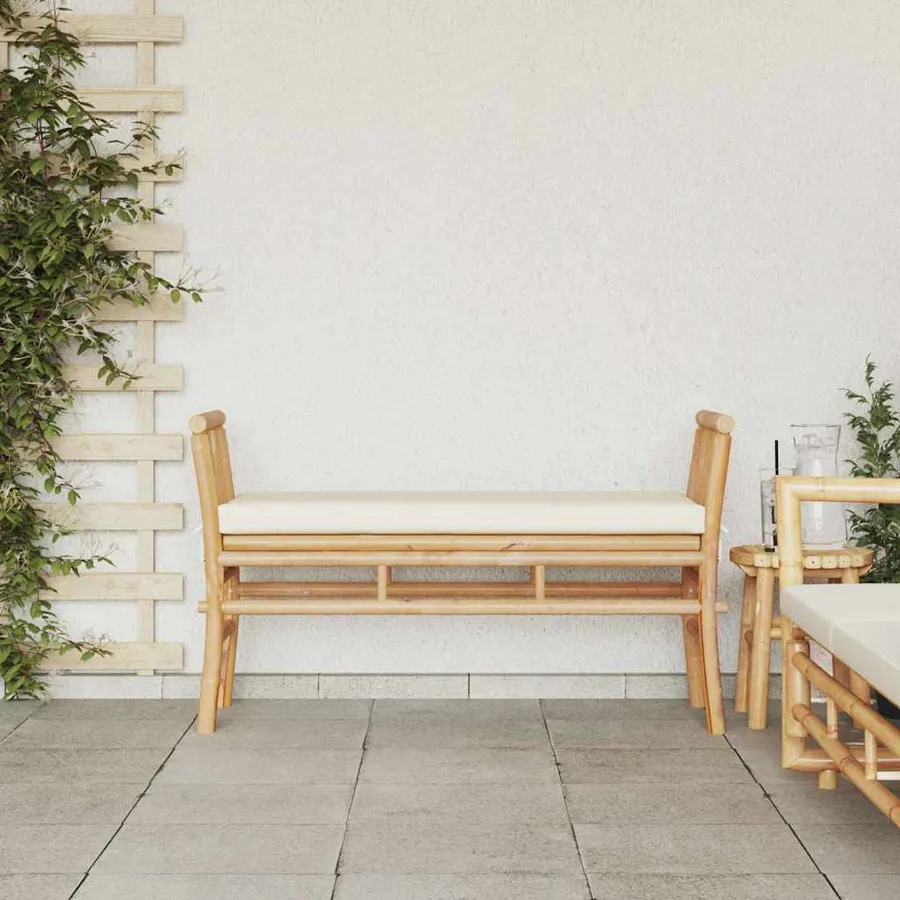 Banc de jardin avec coussin Marron 110 x 38 x 65cm Bambou - 3
