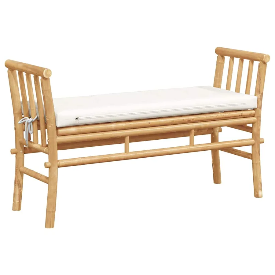 Banc de jardin avec coussin Marron 110 x 38 x 65cm Bambou - 6
