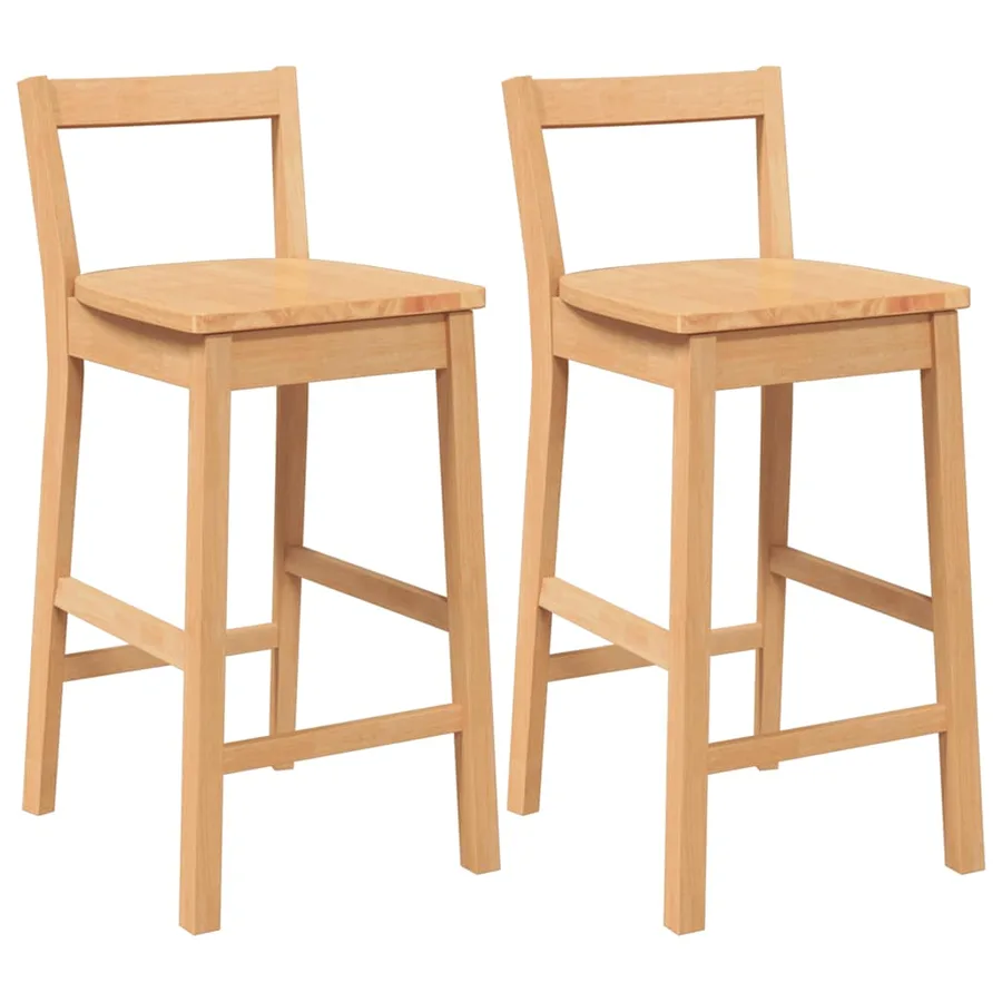 Tabourets de bar (lot de 2) en bois massif naturel et caoutchouc - 2