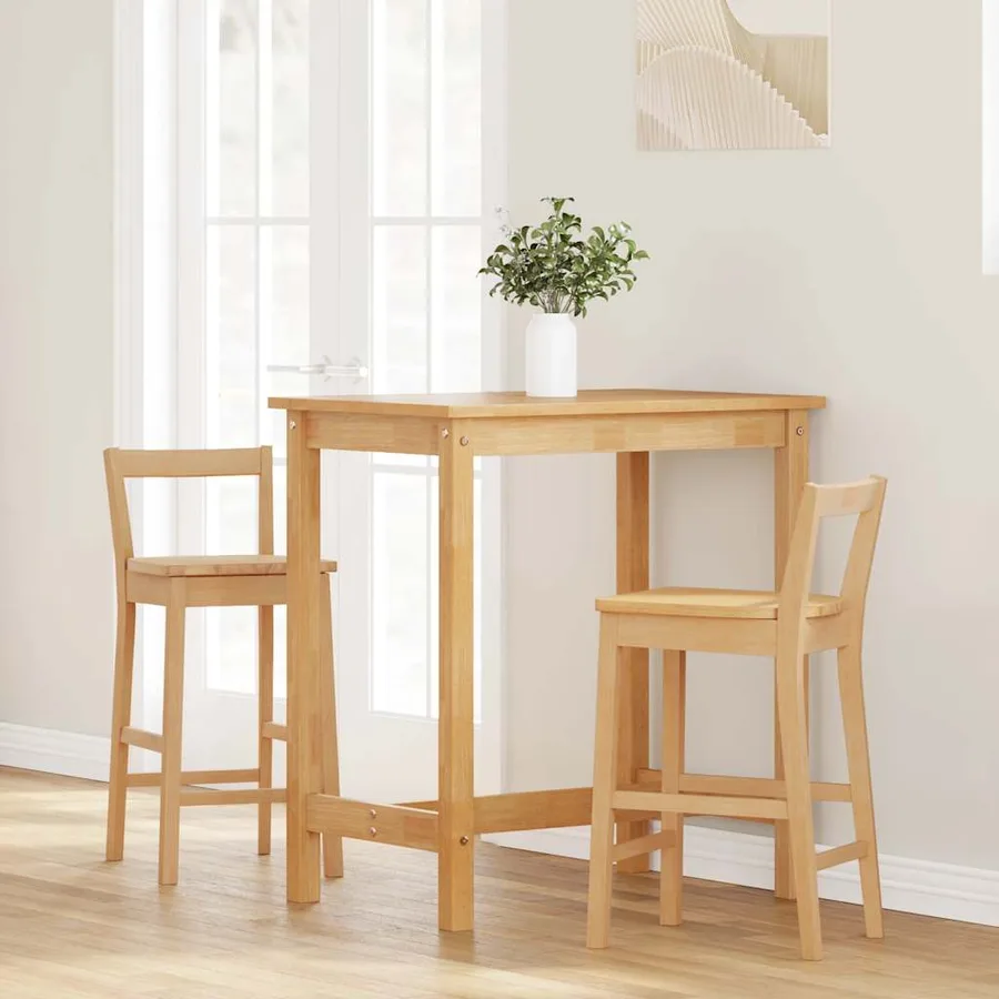 Tabourets de bar (lot de 2) en bois massif naturel et caoutchouc - 3