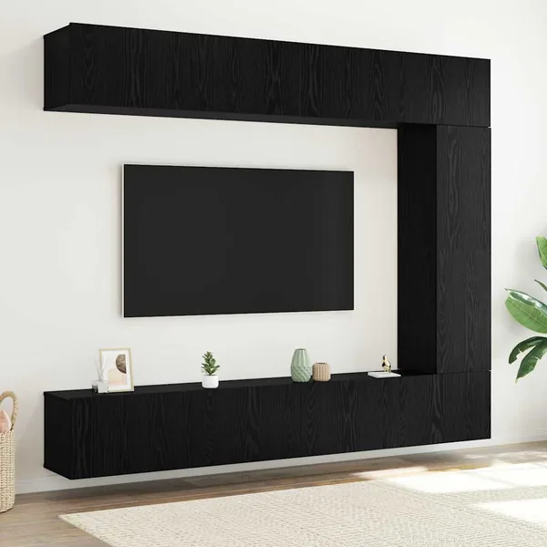 Ensemble meuble TV 5 pcs Chêne noir Bois d'ingénierie
