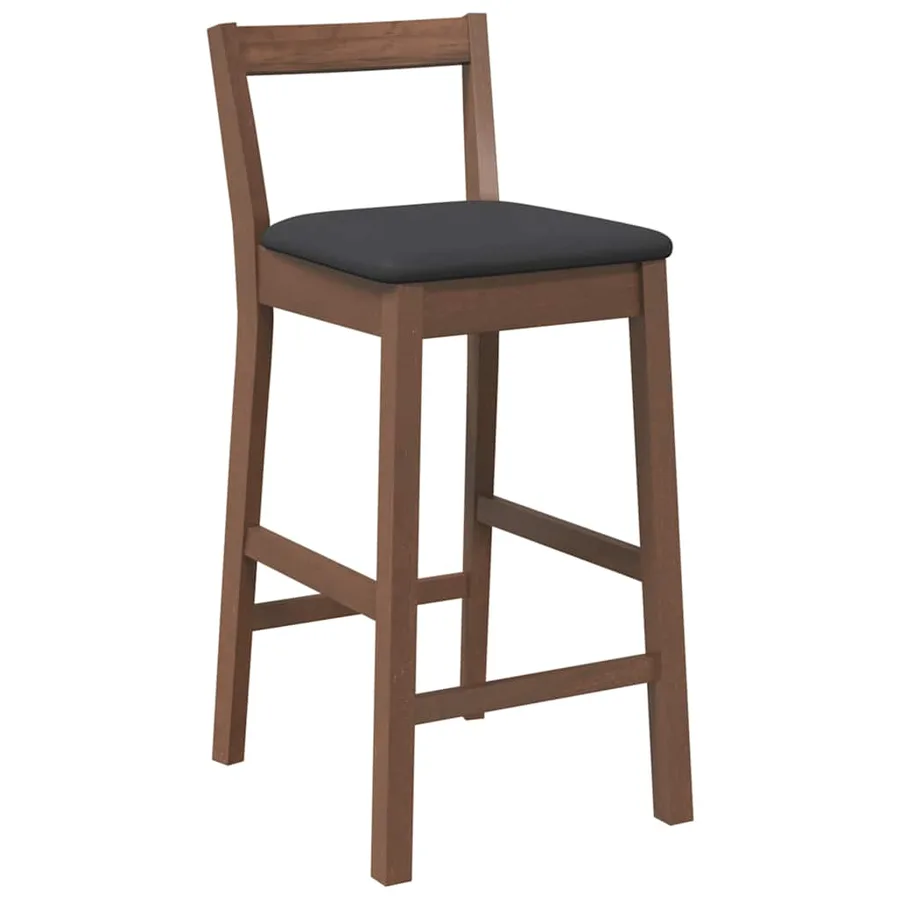 Tabourets de bar avec coussins (lot de 2) en bois massif marron et caoutchouc - 4