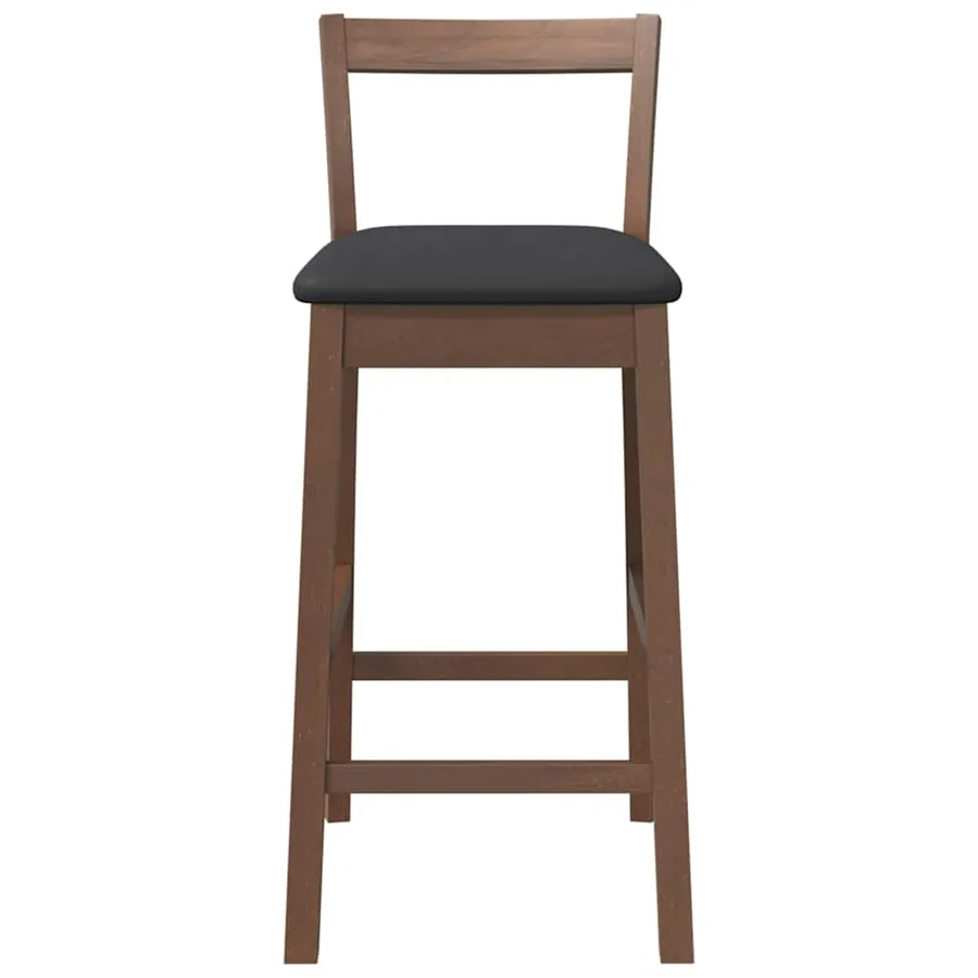 Tabourets de bar avec coussins (lot de 2) en bois massif marron et caoutchouc - 5