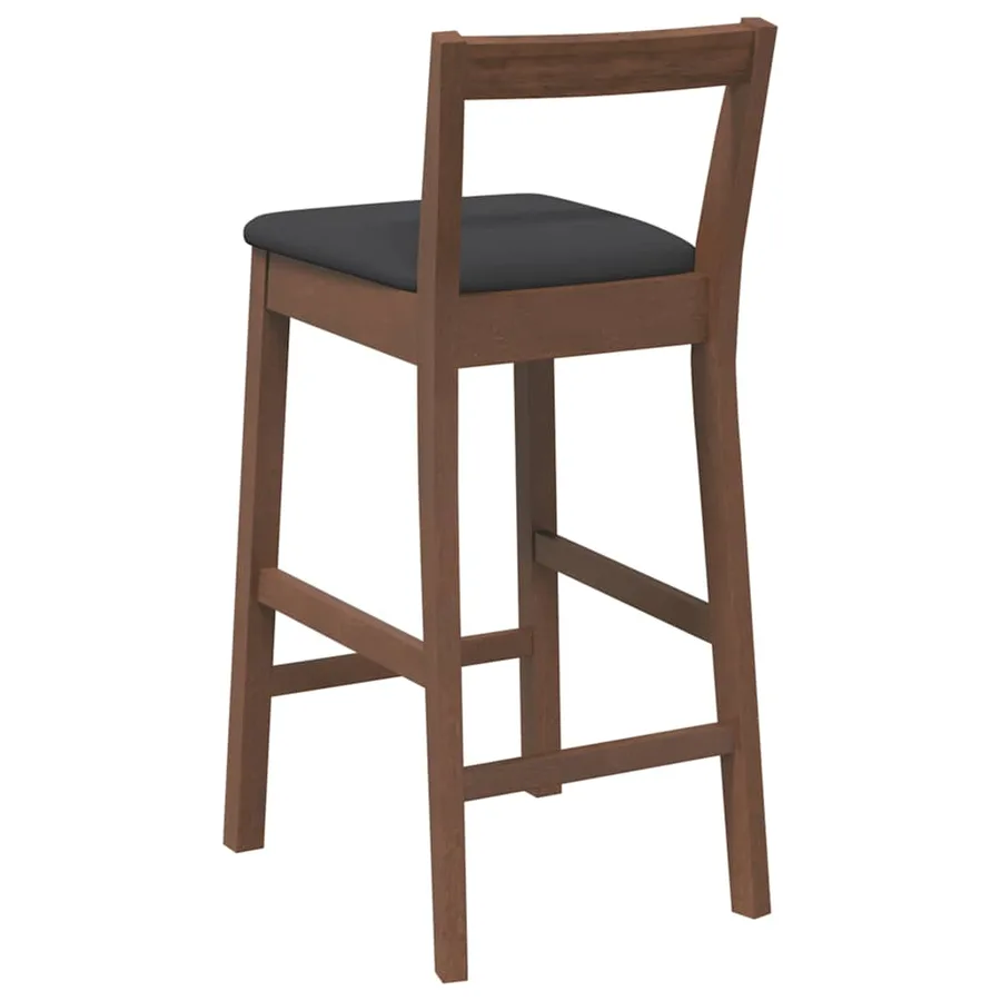 Tabourets de bar avec coussins (lot de 2) en bois massif marron et caoutchouc - 7