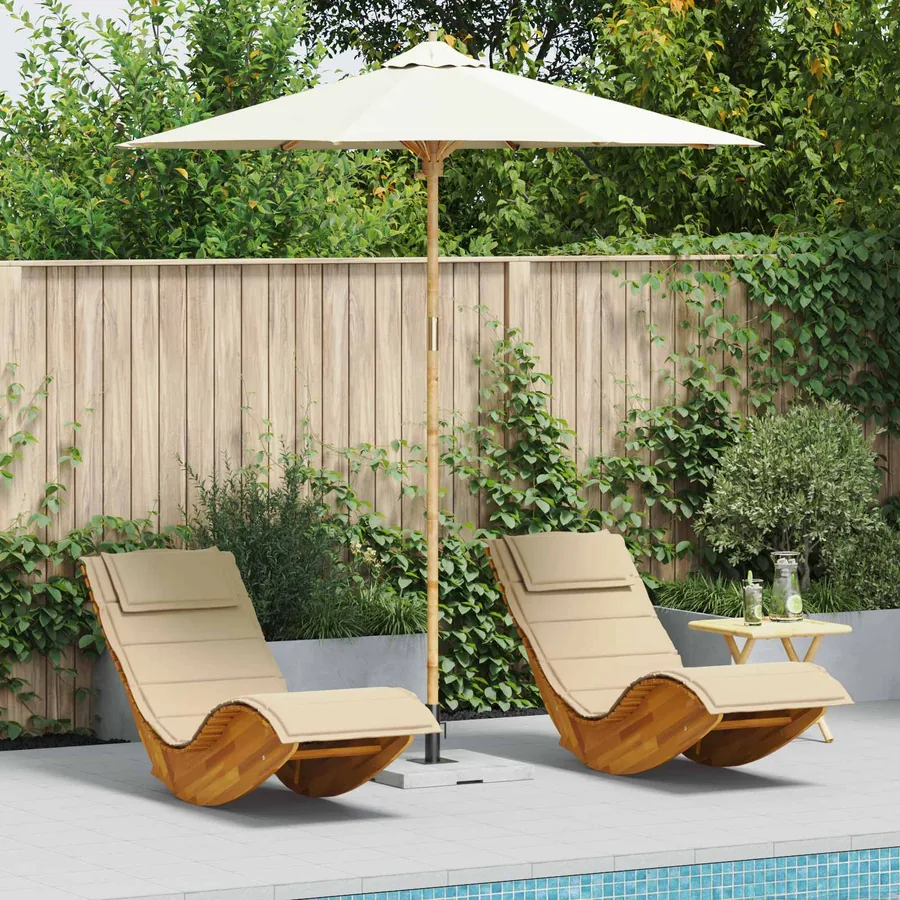 Parasol de jardin Blanc crème Ø 240 x 260 cm Bambou