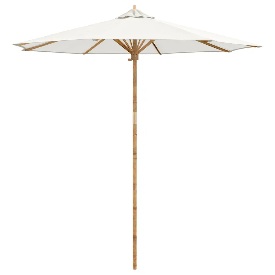 Parasol de jardin Blanc crème Ø 240 x 260 cm Bambou - 2