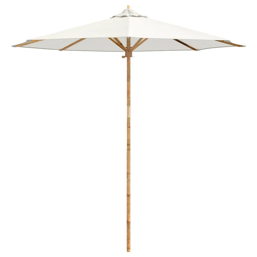 Parasol de jardin Blanc crème Ø 240 x 260 cm Bambou - 4