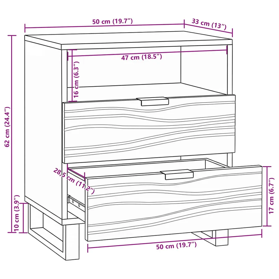Table de chevet Blanc 50 x 33 x 62 cm Bois d'ingénierie - 11