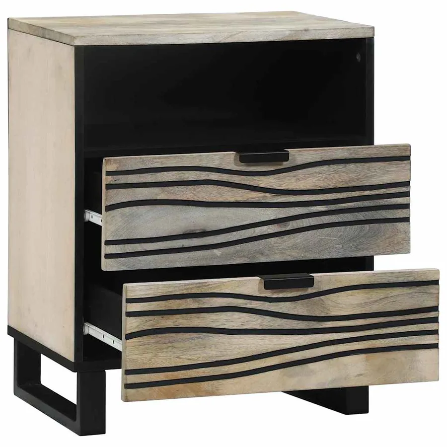 Table de chevet Blanc 50 x 33 x 62 cm Bois d'ingénierie - 2