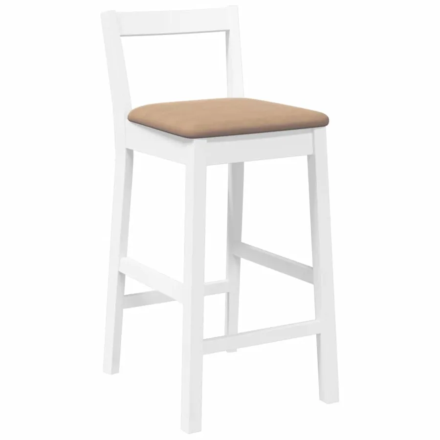 Tabourets de bar avec coussins (lot de 2) en bois massif blanc et caoutchouc - 4