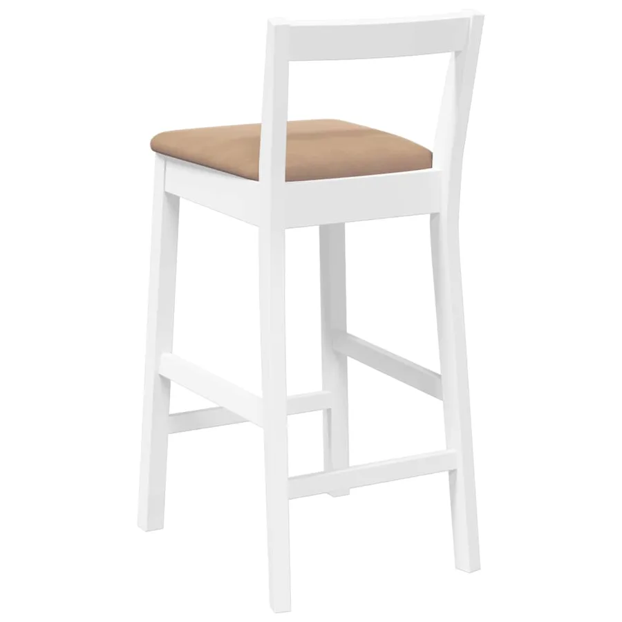 Tabourets de bar avec coussins (lot de 2) en bois massif blanc et caoutchouc - 7