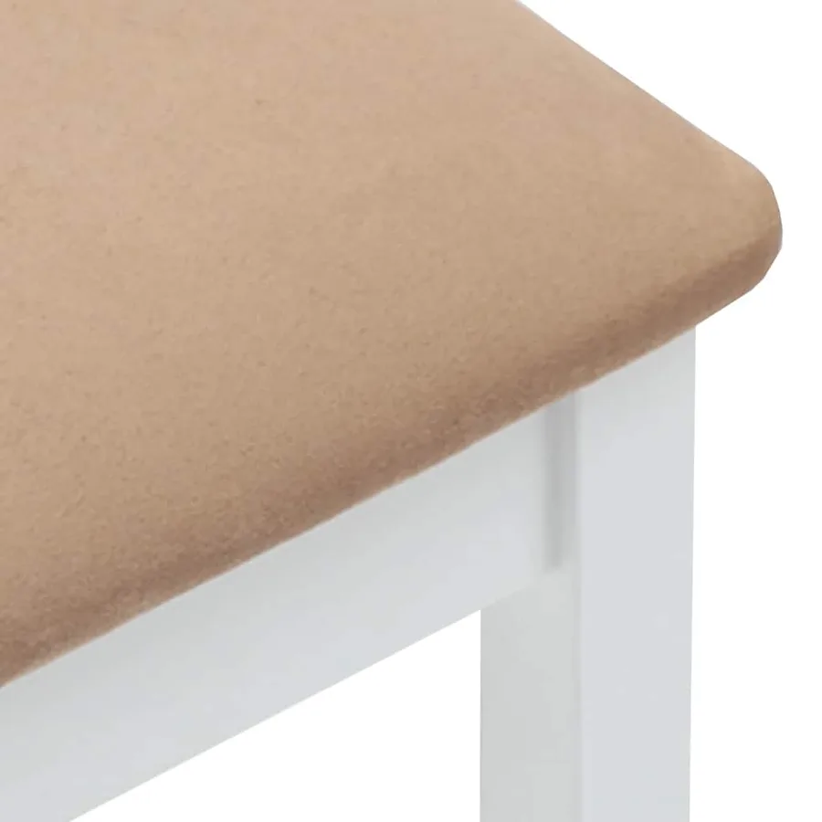 Tabourets de bar avec coussins (lot de 2) en bois massif blanc et caoutchouc - 8