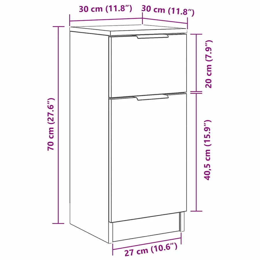 Buffet 2 pcs Chêne noir 30 x 30 x 70 cm Bois d'ingénierie - 16