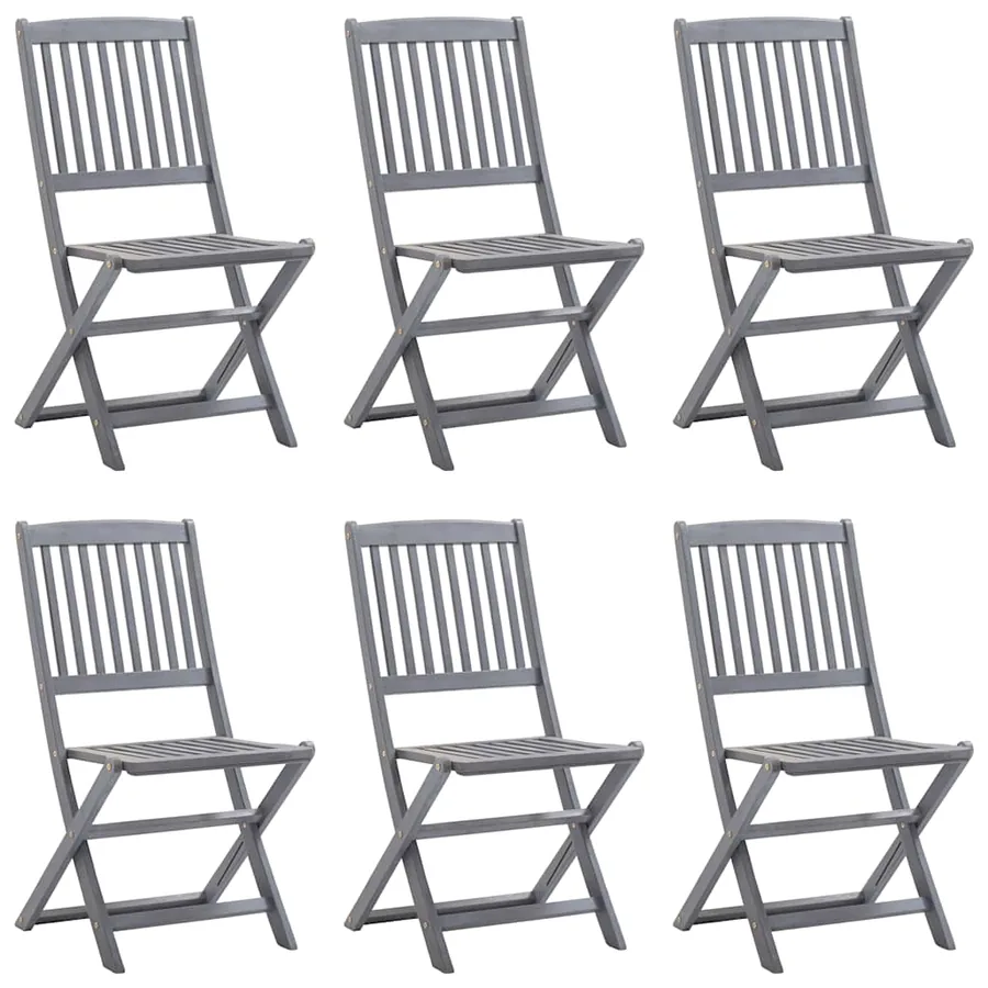 Chaises pliables d'extérieur lot de 6 et coussins Bois d'acacia - 3