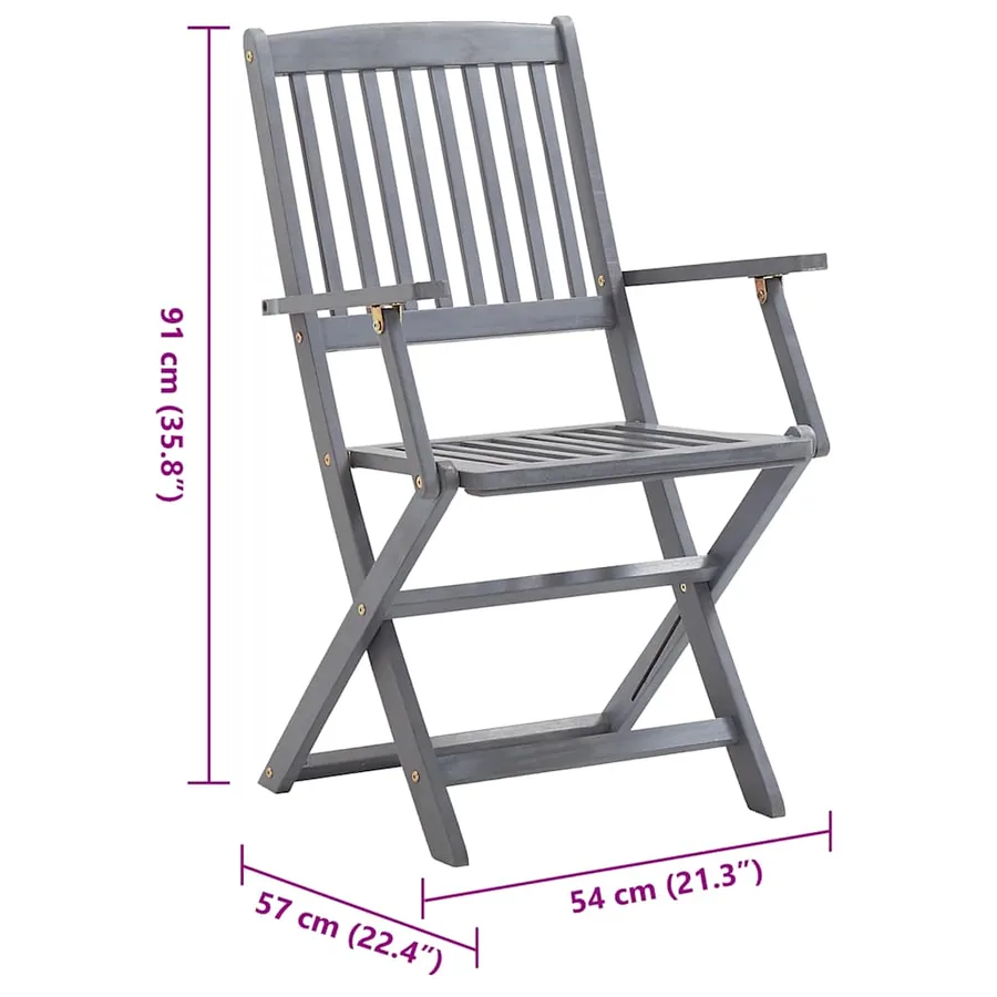 Chaises pliables d'extérieur lot de 6 et coussins Bois d'acacia - 19