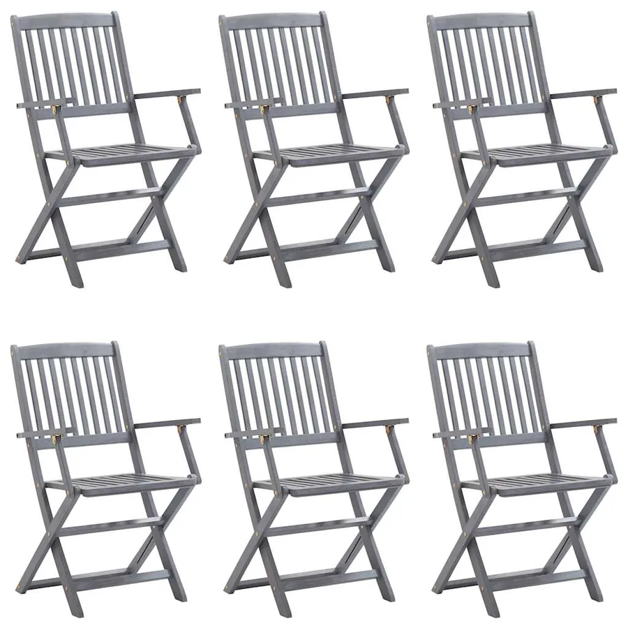Chaises pliables d'extérieur lot de 6 et coussins Bois d'acacia - 2