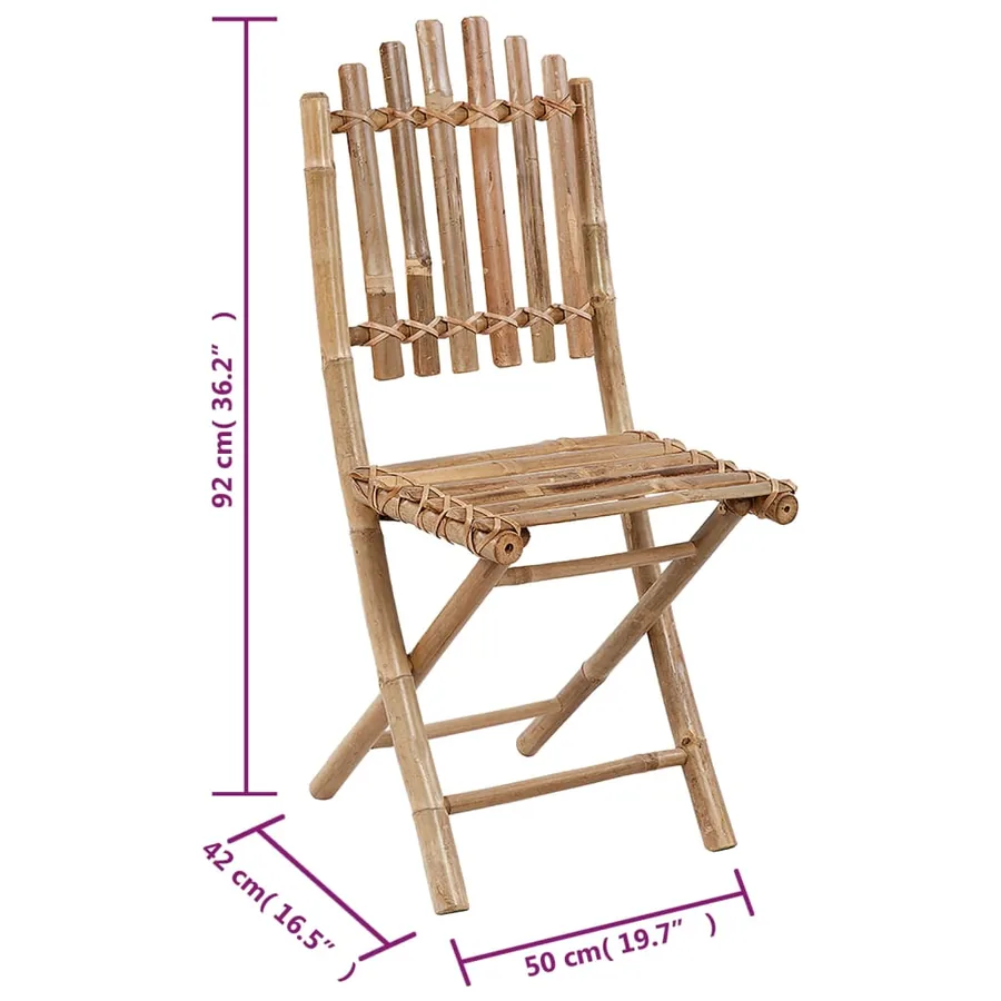 Chaises pliables de jardin lot de 2 avec coussins Bambou - 11