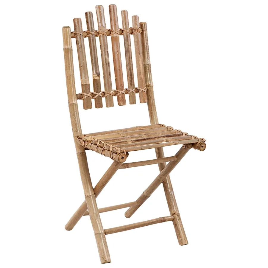 Chaises pliables de jardin lot de 2 avec coussins Bambou - 3