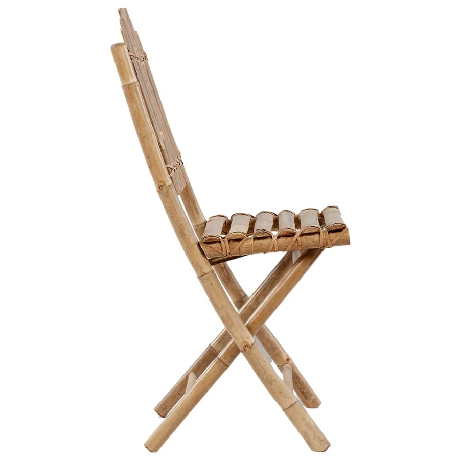 Chaises pliables de jardin lot de 2 avec coussins Bambou - 5