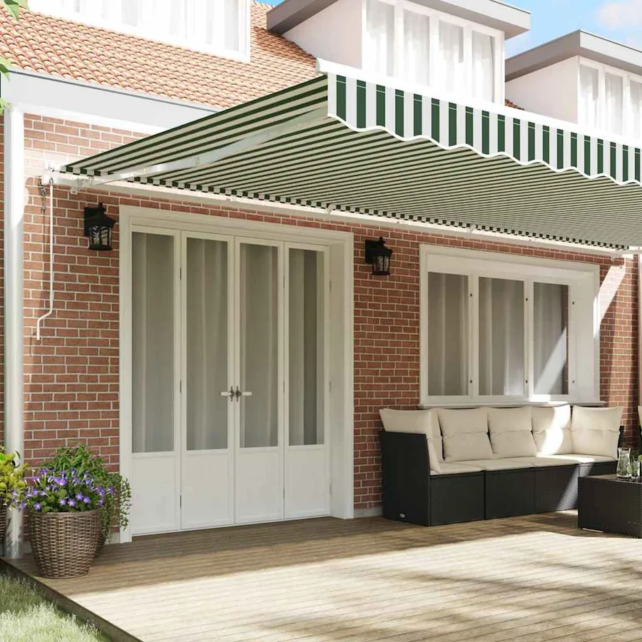 Auvent rétractable Vert et blanc 600 × 350 cm - 3